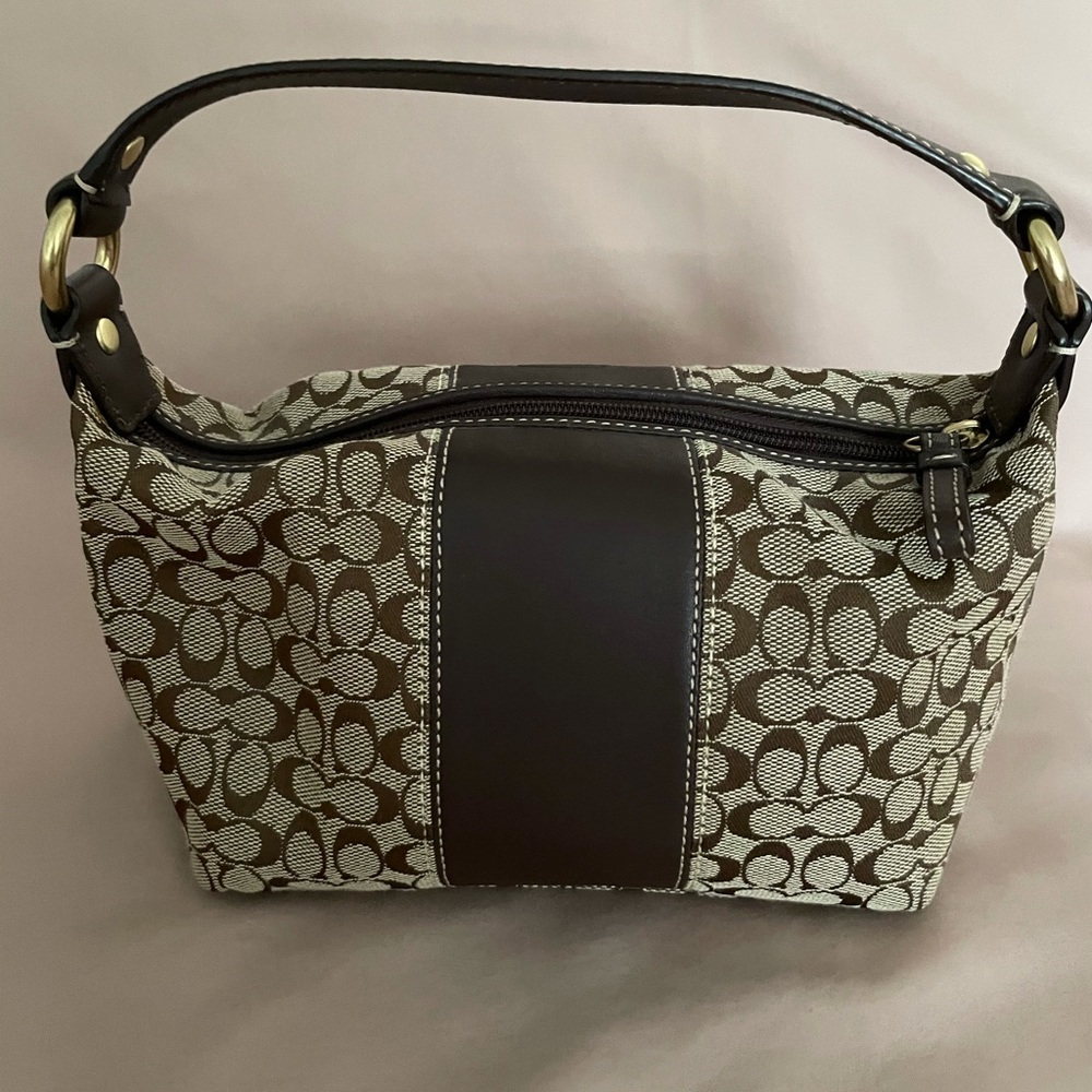 Authentic COACH Logo Canvas Bag w/ Leather Detail